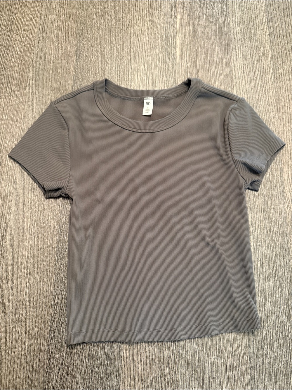 bp Slate Gray Ribbed Short Sleeve Crew Tee